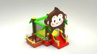 Brand new design bounce house slide combo from Y&G inflatables -- Lovely monkey bounce house combo