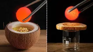 1000&deg;C Glowing Metal Ball vs Coconut, Soap & Bread