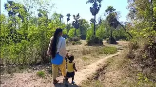 The Hard work of a young mother and baby in village life | village tridesnol life