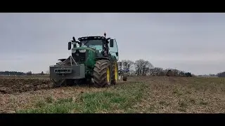 Ackern im Fr&uuml;hjohr mim 6195 R vo JOHN DEERE