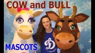 Meet Cow and Bull mascot costumes that I made for a kids play