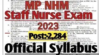 MP NHM Staff Nurse Official Syllabus #mpnhm
