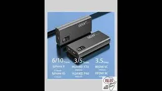 66W 20000mAh Fast Charger Power Bank with Two-Way Quick Charging for iPhone, Xiaomi, Huawei, Samsung