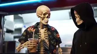 Skeletown - Skeletons play with a dog, run, jump, live a normal life