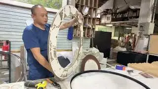 How 3D Wood Carving Mirrors Are Made | From Design to Packaging | Hualun Guanse Factory