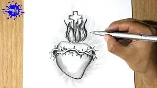 Como Dibujar un corazon - How to draw a heart -  Dibujando el corazon de jesus