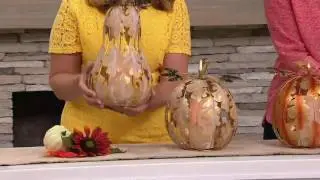 Metal Pumpkin or Gourd with Flamelesss Candle by HomeReflections on QVC