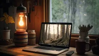 Cozy Forest Cabin: Serene Ambience with Rain Sound for home office or study
