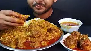 Spicy Oily Mutton Curry Eating With Basmati Rice, Oily Egg Kosha Eating #Bhukkhadboy
