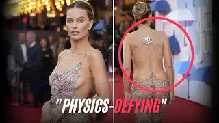 Margot Robbie's Alexander McQueen Dress Defies Physics (Only 2 Strings Holding It)