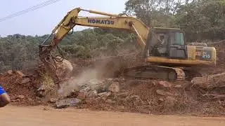 Komatsu Excavator Rock Breaking Work | Heavy Machine Stone Cutting PC210 Heavy Work#excavator #