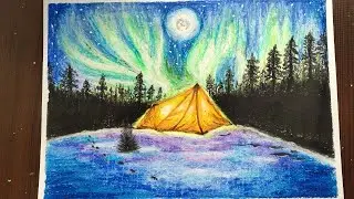 Camping scene under Aurora