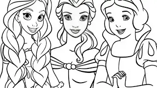 Beautiful Princess Drawing & Coloring, Disney Princess Drawing, Princess Belle, snow white, Rapunzel