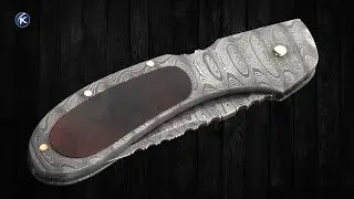 Joe Kious Custom Knife Damascus and Amber Interframe Automatic Lockback