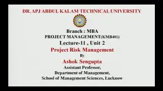 Project Management | Project Risk Management | AKTU Digital Education