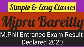 Mjpru : M.phil Entrance Exam Result Declared 2020 | Latest News Today