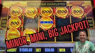 $50 spins chasing maxed major on High Limit Dragon Link slot
