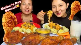 HOT & Spicy WaWai Quick With Fried  Chicken Leg Piece🍗 Aama  Xori 🥰Mukbang