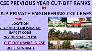 CSE PREVIOUS YEAR CUTOFF RANKS IN AP PRIVATE ENGINEERING COLLEGES// B.TECH CSE 2O21 CUT OFF RANKS
