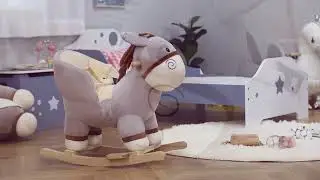 HOMCOM Kids Donkey-Design Rocking Ride, Grey