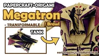 How to make a Papercraft, Origami Megatron / Brawl (requires 1 straight cut)