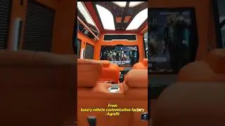 Luxury conversion for Mercedes-Benz, -seat layout, full partitionwith lift-up TV.#sprinter