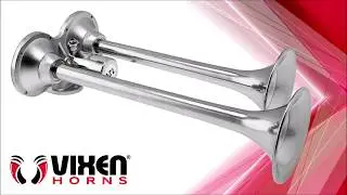 Vixen Horns Dual Trumpet Stainless Steel Train Air Horn (Chrome Color) for Truck/Car VXH2140SS
