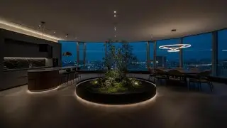 'The Obsidian Echo' Dark Organic Modernism Kitchen #interiordesign