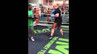 Mike C UFC Vet hitting mits with Jeff Mayweather