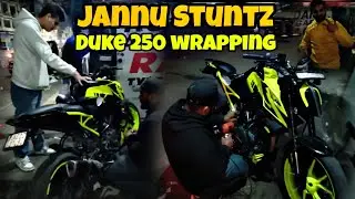 @Motovloggerjannustunts Duke 250 wrap one in India 💥 | *Neon and black* | wrap installation ktm🔥|