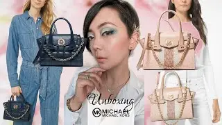 Unboxing Michael Kors Small Colorblock Belted Satchel Bag & MK Extra Small Carmen Quilted Bag Navy