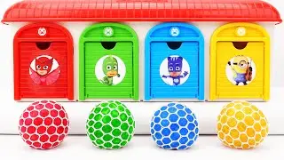 Satisfying Garage ASMR | How I Made 4 Color PJ Masks Minion Balls Mixing Rainbow Beads ASMR