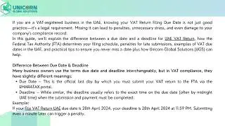 VAT Return Filing  | VAT Return Filing Due Date in UAE | VAT return due date monthly