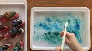 [KOWU Leather Tutorial] Leather Dyeing Making a Traveller Notebook Ebru art Ebru painting