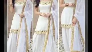 Trendy white suit design with golden work.Golden lase work /golden embroidery on white suits