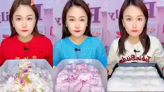 Rainbow Ice Eating Sounds | Colorful Crushed Ice ASMR Mukbang #261