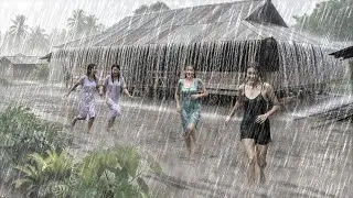 SCARY BUT BEAUTIFUL RAINSTORM 🌧️ Thunder and Heavy Rain in Indonesia | Relaxing rain for sleep