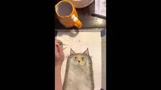 Whimsical Cat painting in progress