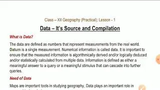 Class XII Geography Practical,ch. -1, Data - it's source and Compilation