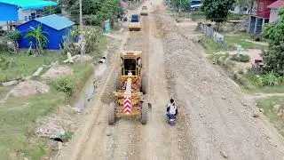 Best Activities Full Processing Liugong Grader Team Spreading Gravel Installing New Roads.