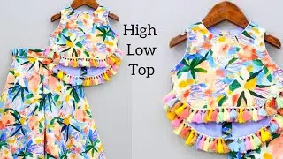 Diy high low top baby frock cutting and stiching