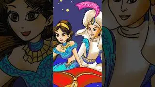 Drawing Aladdin and Jasmine on the Magic Carpet (#shorts)