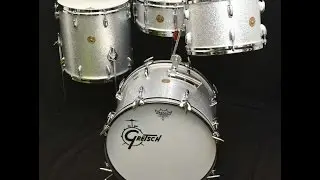 FRANCO DAL MONEGO PLAYS GRETSCH VINTAGE 60's ROUNDBADGE SILVER SPARKLE 6 PLY JAZZ SET 18/12/14/14