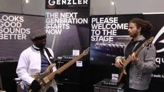Etienne and Swa&eacute;li MBAPPE ,playing on Aquilina/Genzler Booth Namm 2016