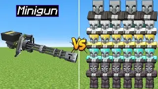 TaCZ MINIGUN vs ALL ILLAGERS ARMY | MINECRAFT EPIC BATTLE