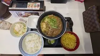 吉野家 牛肉玉ラーメン鍋膳＆ポテトサラダ 1.282円也 
