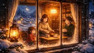 A Cozy Snowy Village at Night | Ghibli-Style Calm Winter Ambience 2025