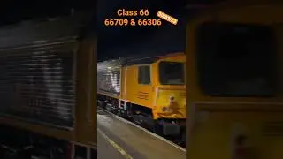 Freshly painted ex class 77 now 66306 GBRf livery on back off MSC 66709 Doncaster #trains #class66