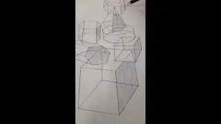 apprendre comment dessin&eacute;: superposition des figures g&eacute;om&eacute;triques en perspective
