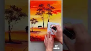 #Beautiful sunset view painting#step by step easy way for beginners#fun2draw channel#shorts | How t